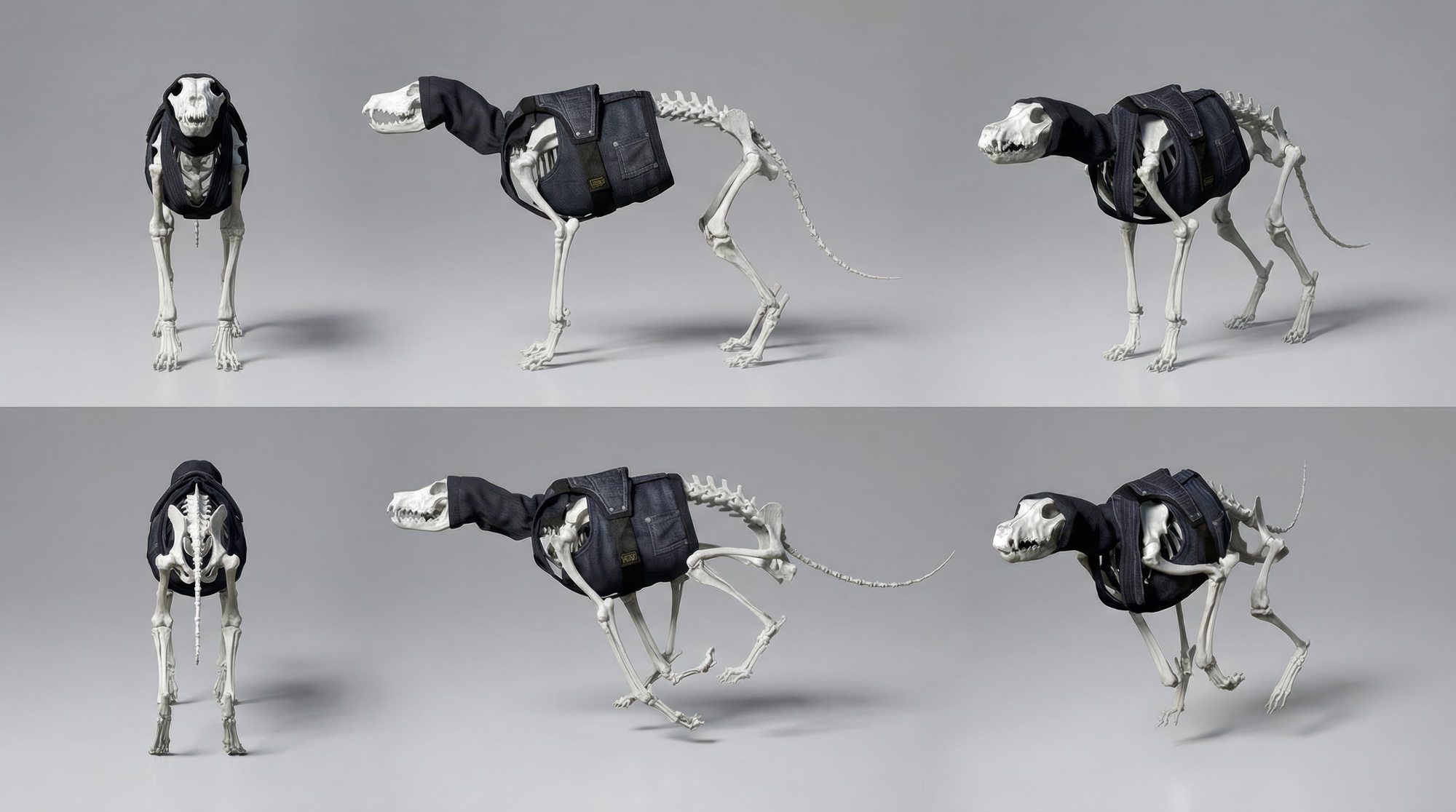 Roth G-Star skeletal dog character sheet 6 angles