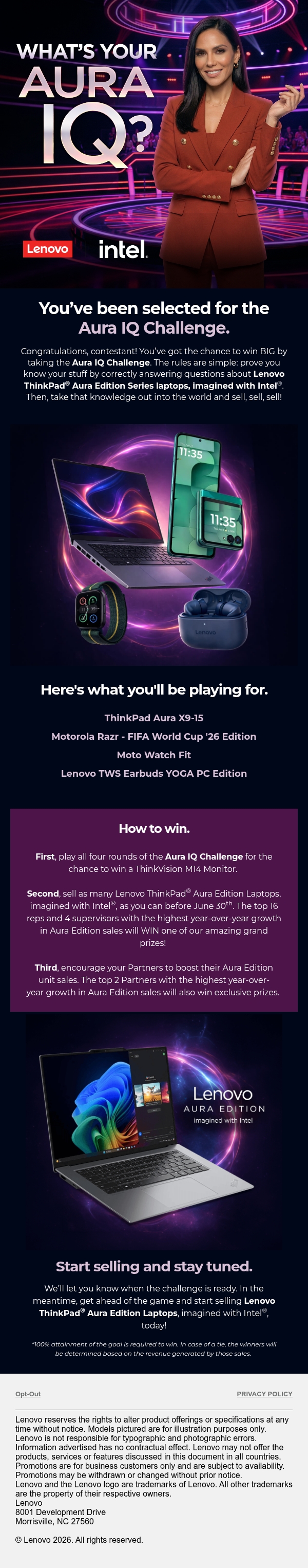 Lenovo Aura IQ Challenge round one launch newsletter email Lena Nova character Boli.Media