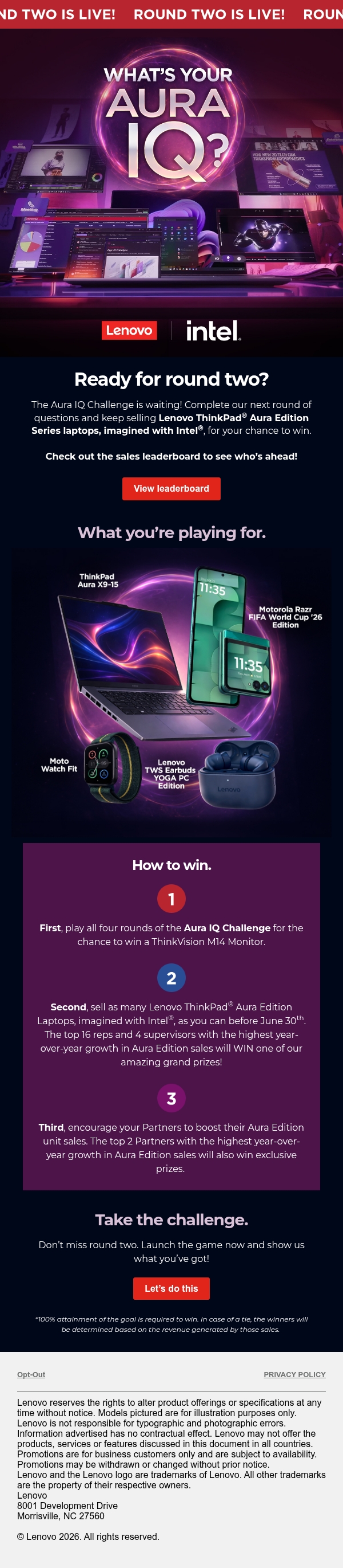 Lenovo Aura IQ Challenge round two newsletter email Lena Nova character Boli.Media