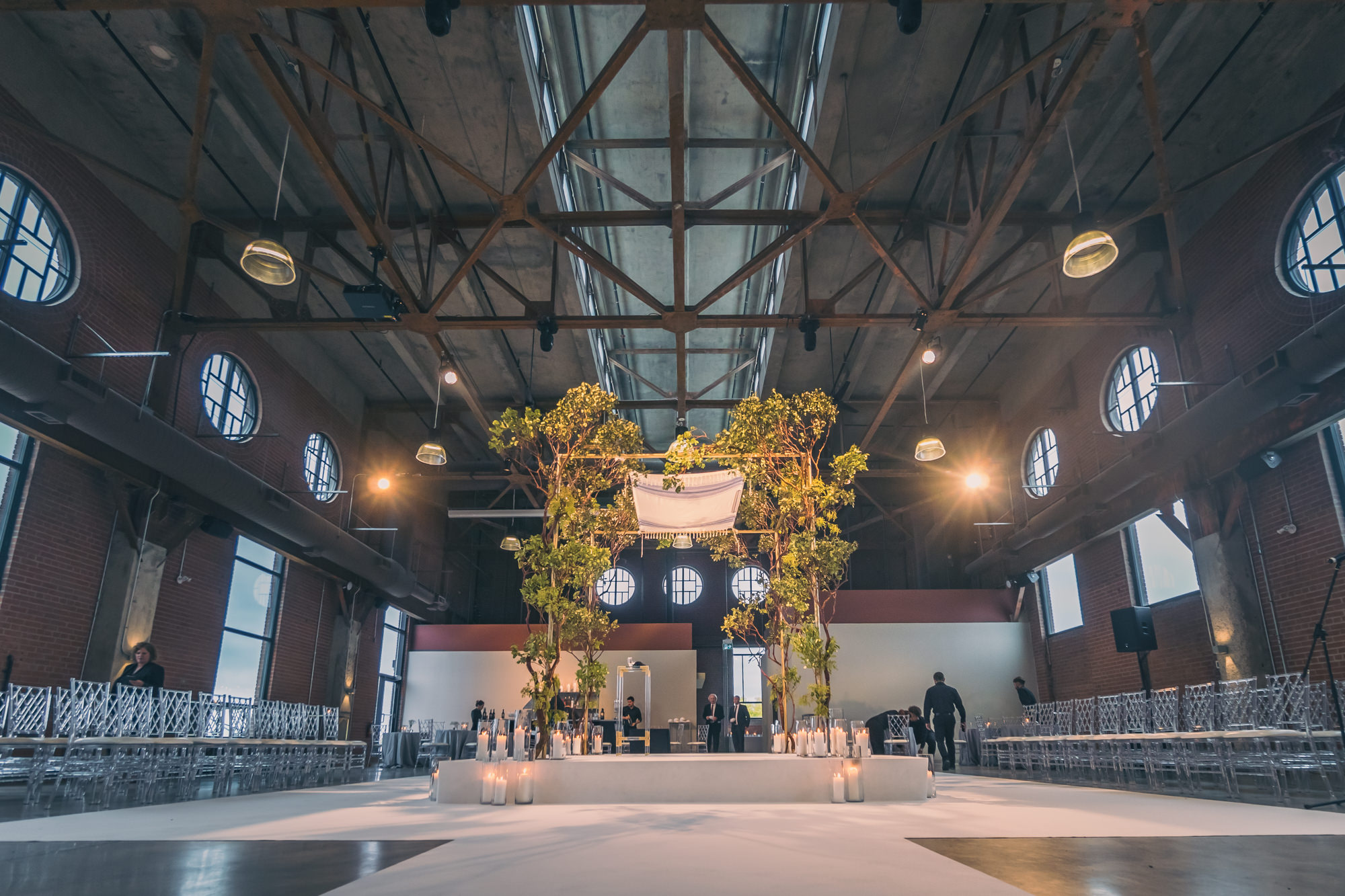 The Symes Jewish wedding chuppah with tree installation