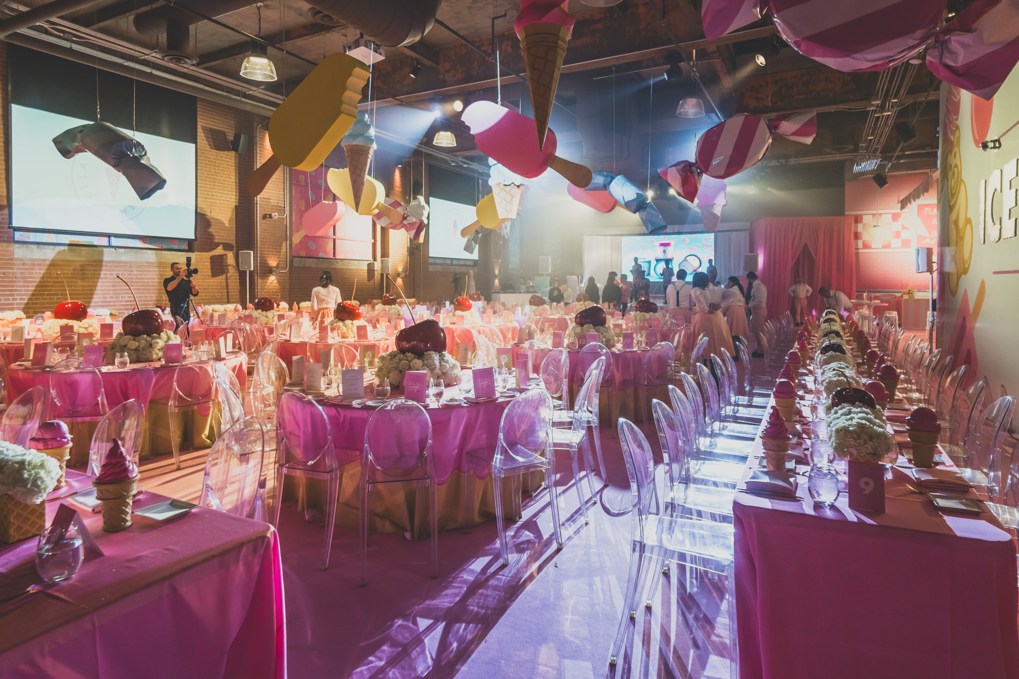 The Symes bat mitzvah candy ice cream theme setup