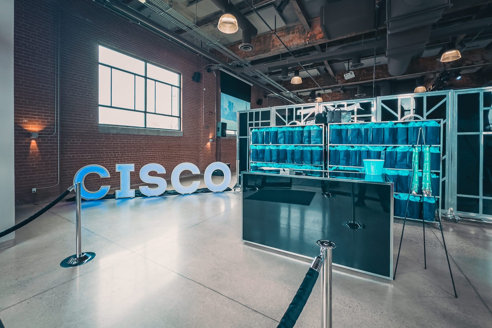 The Symes Cisco corporate brand activation setup